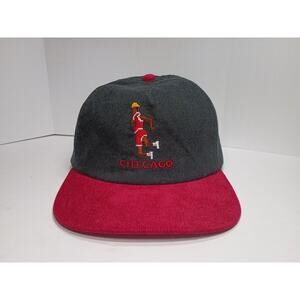 BFresh Chicago Pixel Jordan Strapback Black Red Corduroy Hat Basketball Y2K 90s